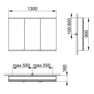 Зеркальный шкаф Keuco Royal Modular 800301131100000 130 см