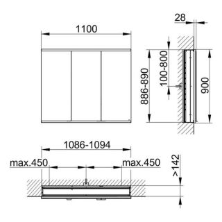 Зеркальный шкаф Keuco Royal Modular 800310111100300 110 см
