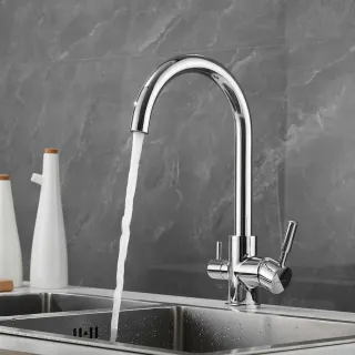 Смеситель для кухни Shevanik S168 с подключением фильтра хром