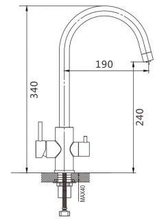 Смеситель для кухни Shevanik S128T с подключением фильтра оружейная сталь