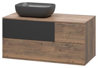 Подвесная тумба под раковину Misty Коломбо 100см левая дуб Галифакс/антрацит