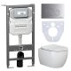 Комплект с инсталляцией Ceramica Nova CN3001_1001M_1000 унитаз Play CN3001 крышка-сиденье с микролифтом и инсталляция Envision CN1001M с кнопкой смыва хром матовой Round