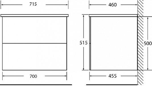 Тумба под раковину BelBagno подвесная 70x50см Bianco Opaco ETNA-700-2C-SO-BO-P