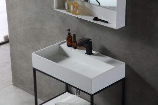 Консоль под раковину ABBER Stein AS2630 напольная 80см белый матовый