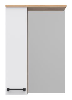 Зеркальный шкаф Misty Крафт 50см левый белый/дуб крафт золотой