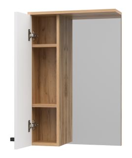 Зеркальный шкаф Misty Крафт 50см левый белый/дуб крафт золотой