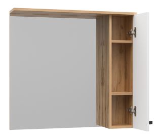 Зеркальный шкаф Misty Крафт 80см правый белый/дуб крафт золотой