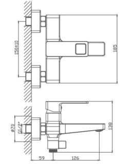 Смеситель для ванны Haiba HB60615 хром