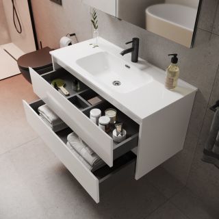 Подвесная тумба под раковину Sancos Libra LB100W 100см белый глянец