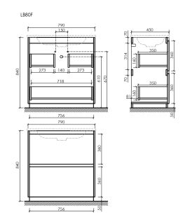 Тумба напольная под раковину Sancos Libra Floor LB80FECH 80 см дуб чарльстон