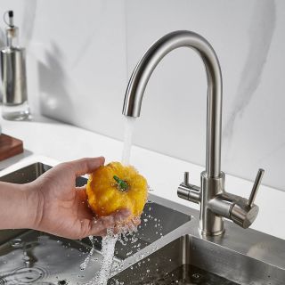 Смеситель для кухни Shevanik S128L с подключением фильтра сатин