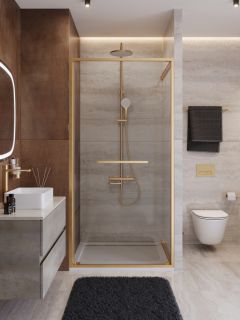 Душевой уголок CEZARES LUX-B-FS-1-100-C-BORO Брашированное золото