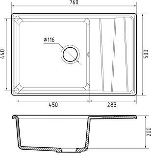 Мойка кухонная GranFest LEVEL LV-760L песочный