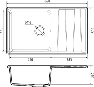 Мойка кухонная GranFest LEVEL LV-860L иней