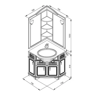 Зеркало угловое Aquanet Луис 167653 70 см бежевый