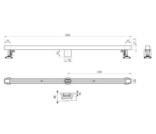 Душевой лоток Wonzon & Woghand WW-65406T-GM 60 см тёмный графит