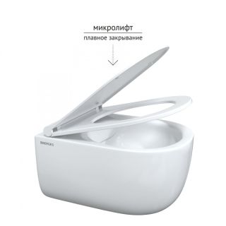 Подвесной унитаз Berges EGO Rimless белый 082111 сиденье Toma Slim SO микролифт быстросъёмное