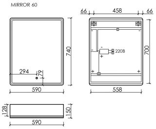 Зеркальный шкаф с LED подсветкой Sancos Mirror MI60ECH 59см дуб чарльстон