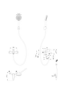 Смеситель для ванны с душем Wonzon & Woghand Alfa WW-AE3204-BGG тёмный графит