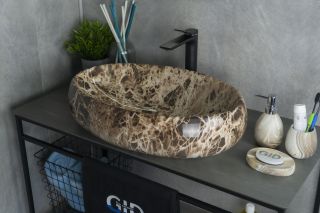 Раковина Gid Mnc168 54409 накладная под камень глянцевая 60x41x15