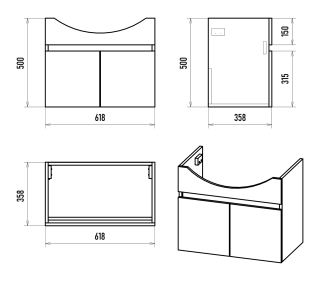 Подвесная тумба под раковину Misty Монро 65см белый