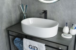 Раковина Gid N9025 51111 накладная белая 56x35x14