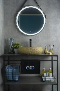 Раковина Gid Nc433 52219 накладная белая / золото 48x34x15