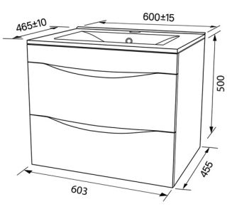 Подвесная тумба с раковиной IDDIS Cloud CLO60B0i95K 60см белый/чёрный мрамор