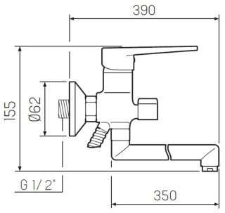 Смеситель для ванны с душем РМС SL52-006E-3 хром