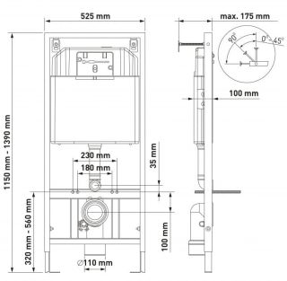 Комплект Berges 4в1 043246: инсталляция NOVUM525 кнопка L5 SoftTouch чёрная унитаз Puma XL Rimless сиденье Toma Slim SO