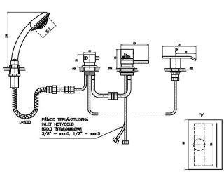 Смеситель на борт ванны Rav Slezak Dunaj DT274.5PZ золото