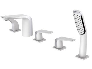 Смеситель на борт ванны Rose R1312F белый/хром