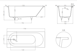 Ванна из искусственного камня Salini Ornella S-Sense 102311G 170x75см белый глянцевый