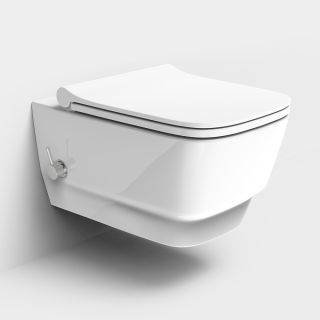 Подвесной унитаз Boheme Bello 971-2-W безободковый с функцией биде белый глянец