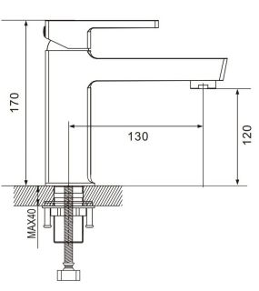 Смеситель для раковины Rose R1801T-1 оружейная сталь