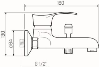 Смеситель для ванны с душем РМС SL86-009 хром