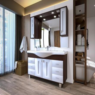 Тумба под раковину Бриклаер Бали 4627125411892 120 см венге/белый