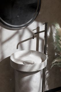 Накладная раковина с пьедесталом золото Armadi Art Sole Corian 801-GR+801-Base-GR Amani Grigio/серый