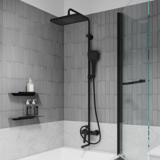 Душевая система с тропическим душем IDDIS Parker PARBL3Fi06 чёрный матовый