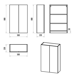 Подвесной шкаф Misty Поло 50см универсальный антрацит/дуб Галифакс белый