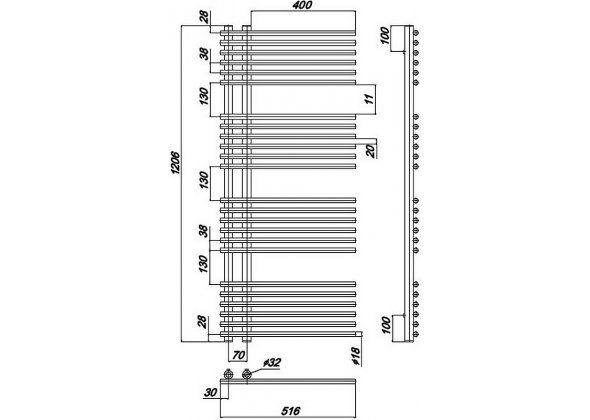 Ravak Полотенцесушитель Водяной Style 500 x 1200_W (м/о 70 мм)