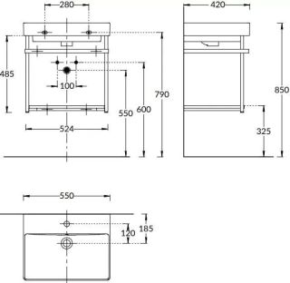 Структура металлическая Kerama Marazzi Pro PRO.55.02\BLK.M 55 см чёрный матовый