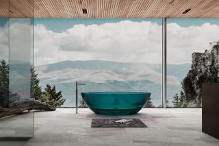 Прозрачная ванна ABBER Kristall AT9702Aquamarin из полиэфирной смолы 180x85см бирюзовый