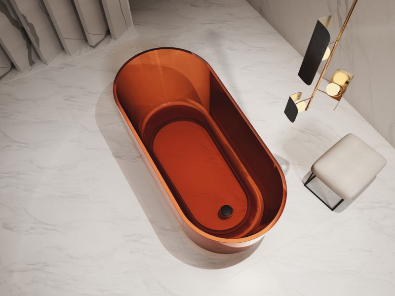 Прозрачная ванна ABBER Kristall AT9706Opal из полиэфирной смолы 170x80см коричневый