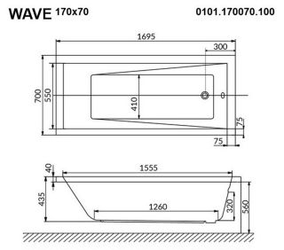 Гидромассажная ванна Whitecross Wave 0101.170070.100.RELAX.BR 170x70см Relax бронза