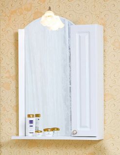 Зеркальный шкаф с подсветкой Бриклаер Анна 4627125411373 правый 60 см белый