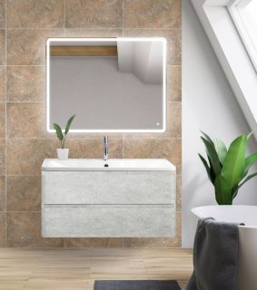 Тумба под раковину BelBagno подвесная 100x50см Cemento Verona Grigio ALBANO-1000-2C-SO-CVG