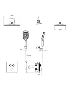 Душевой комплект Wonzon & Woghand WW-B4003-BG с термостатом брашированное золото