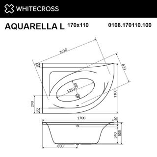 Гидромассажная ванна WHITECROSS Aquarella 0108.170110.100.ULTRA.BR левая 170x110 см Ultra бронза