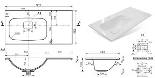Раковина Эстет Барселона ФР-00003411 Л 90см белый